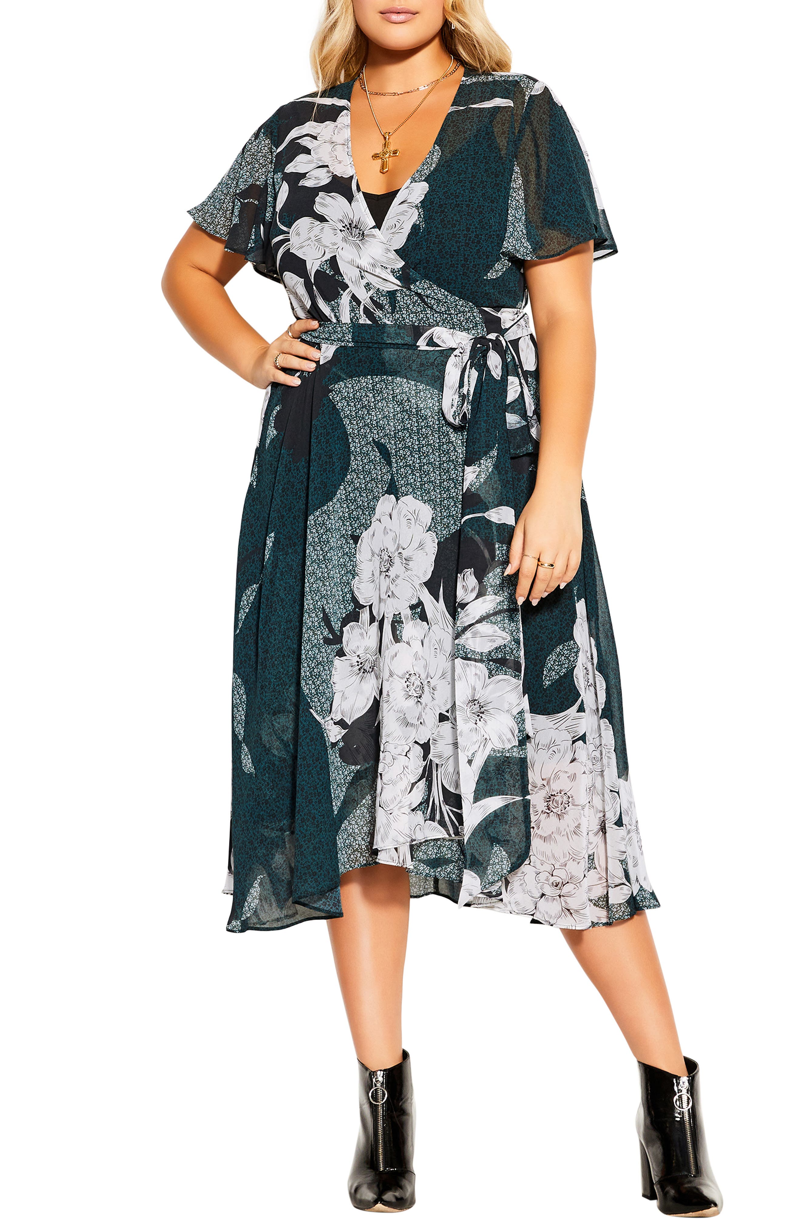 City Chic Precious Jade Floral Wrap Dress | ModeSens